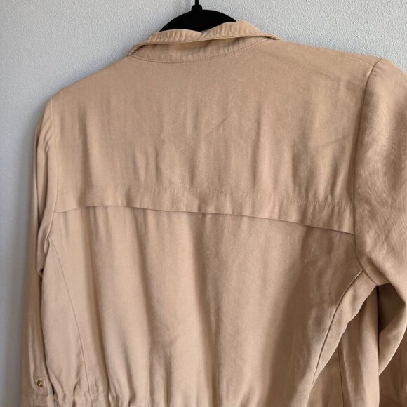 Zara Basic Beige Womens Jacket Drawstring Waist Utility Pockets Small - Picture 6 of 14